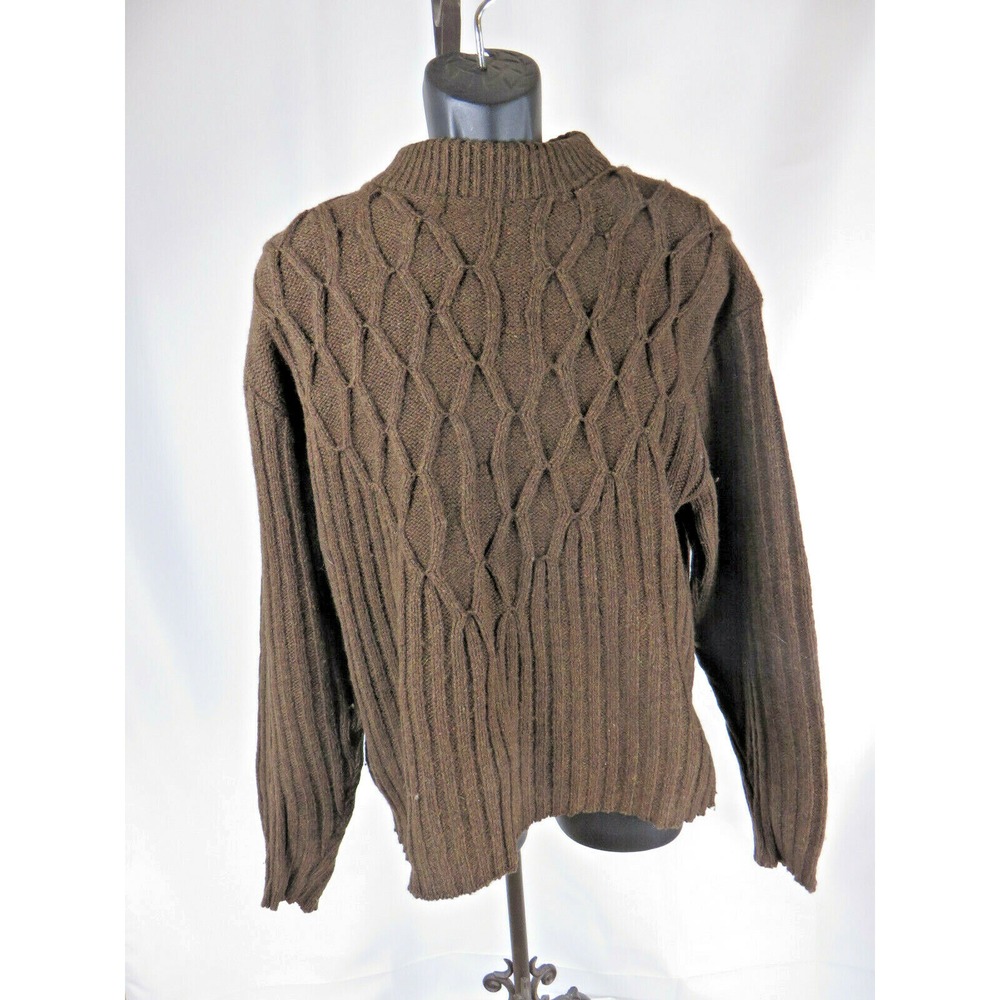 Mens Vtg Sportswear by Alps Wool Grandpa  Cable Knit Brown Pullover Sweater  L